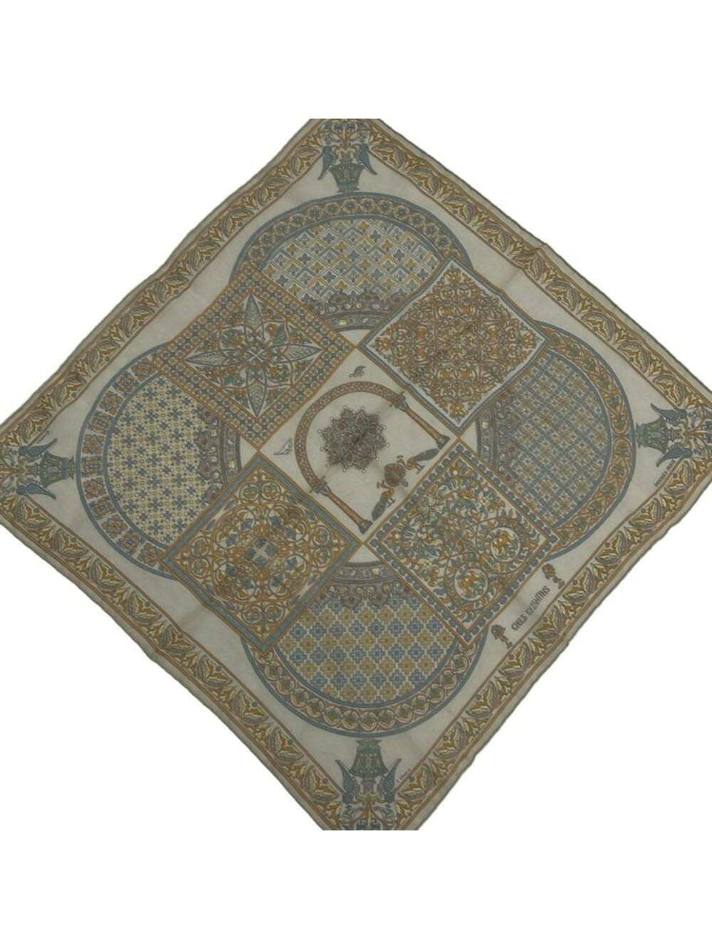 Hermes Scarf Petit les Beiges Light Brown Multi Ciels Byzantins